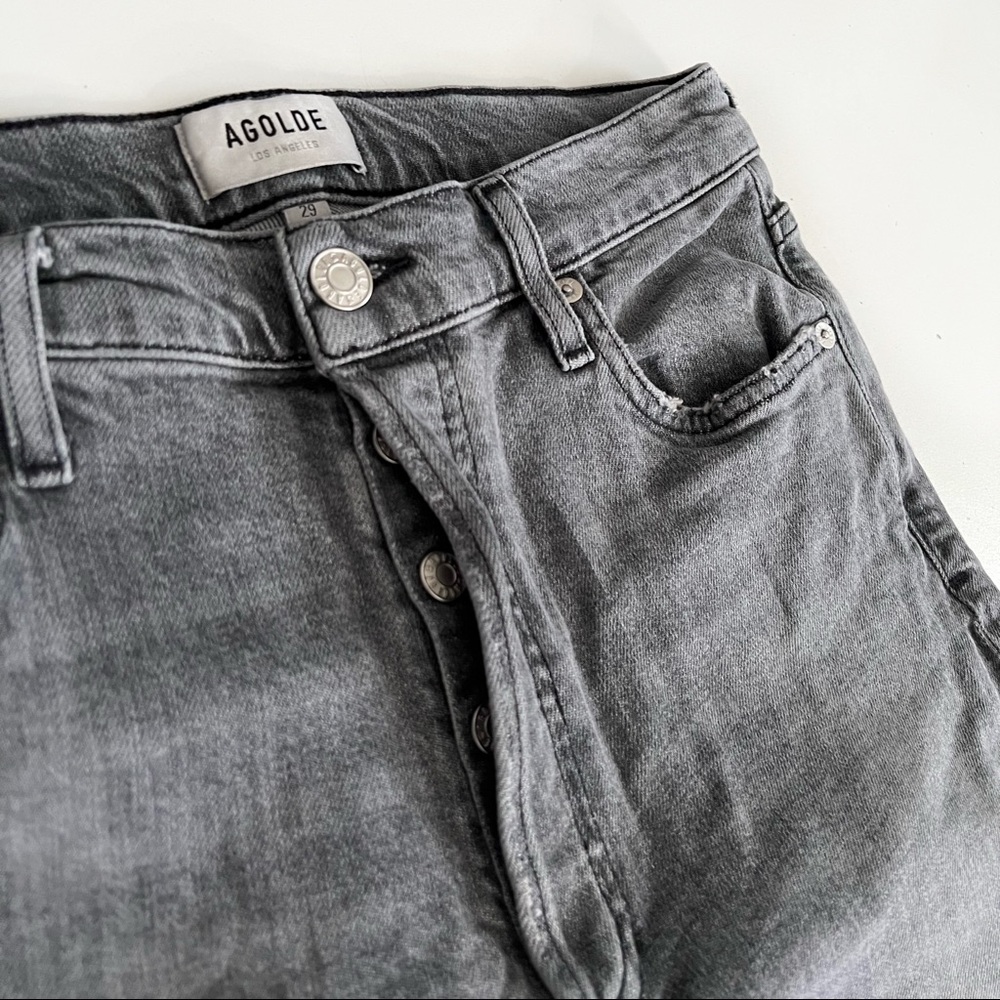 AGOLDE Nico Gray High Rise Raw Hem Jeans In Risk 29 - Picture 2 of 6